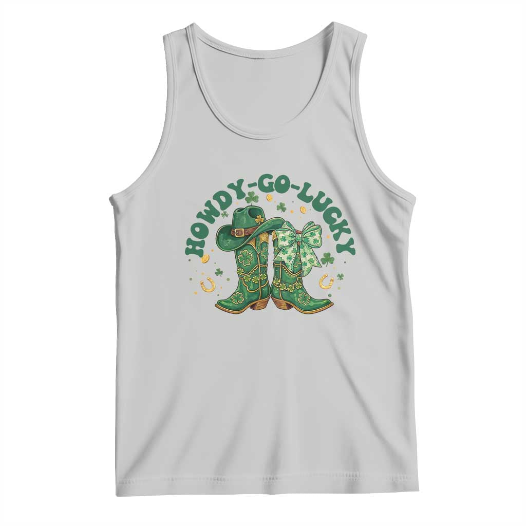 Howdy Go Lucky Tank Top Green Cowboy Boots St Patrick's Day