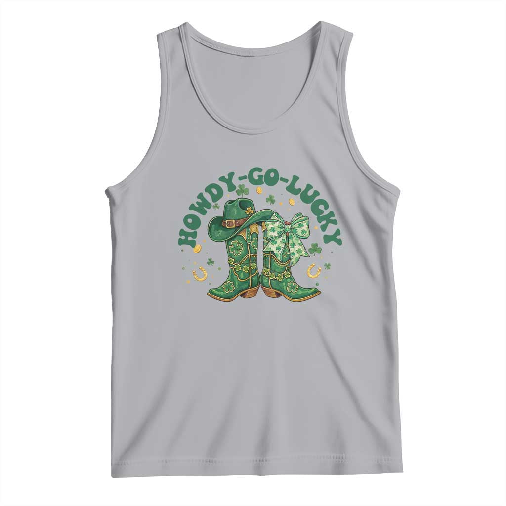 Howdy Go Lucky Tank Top Green Cowboy Boots St Patrick's Day