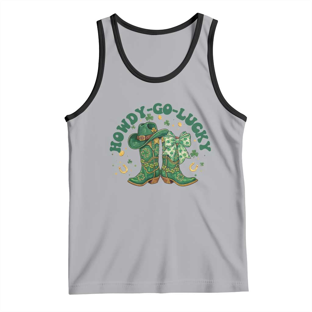 Howdy Go Lucky Tank Top Green Cowboy Boots St Patrick's Day