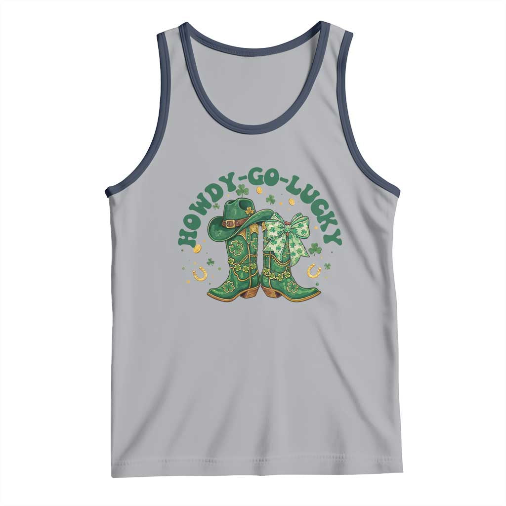 Howdy Go Lucky Tank Top Green Cowboy Boots St Patrick's Day
