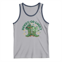 Howdy Go Lucky Tank Top Green Cowboy Boots St Patrick's Day