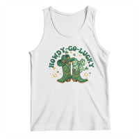 Howdy Go Lucky Tank Top Green Cowboy Boots St Patrick's Day
