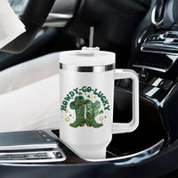 Howdy Go Lucky Tumbler With Handle Green Cowboy Boots St Patrick's Day