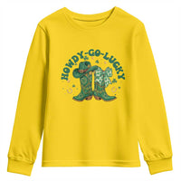 Howdy Go Lucky Youth Sweatshirt Green Cowboy Boots St Patrick's Day