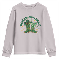 Howdy Go Lucky Youth Sweatshirt Green Cowboy Boots St Patrick's Day