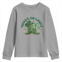 Howdy Go Lucky Youth Sweatshirt Green Cowboy Boots St Patrick's Day
