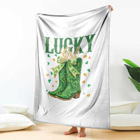 Cowboy St Patrick's Day Throw Blanket Lucky Girl Boots