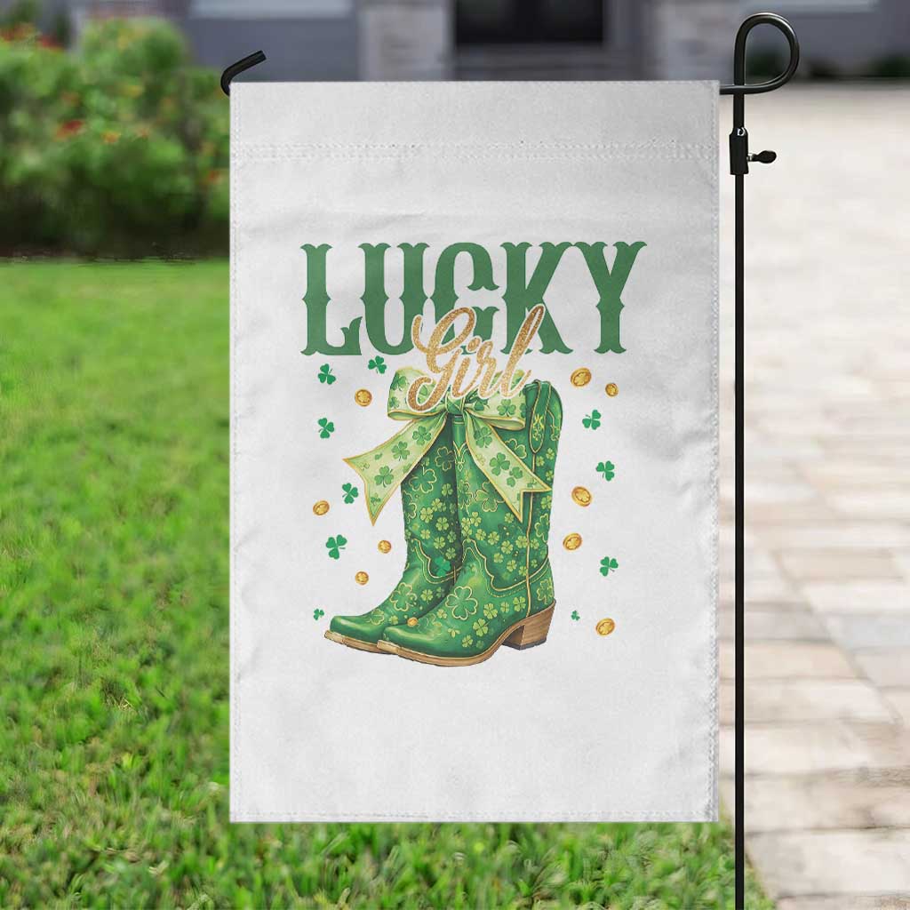Cowboy St Patrick's Day Garden Flag Lucky Girl Boots