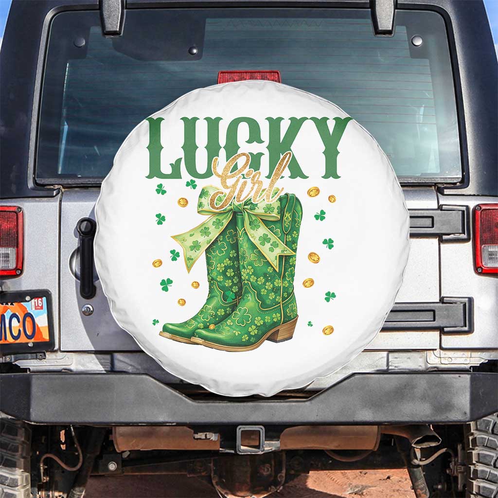 Cowboy St Patrick's Day Spare Tire Cover Lucky Girl Boots