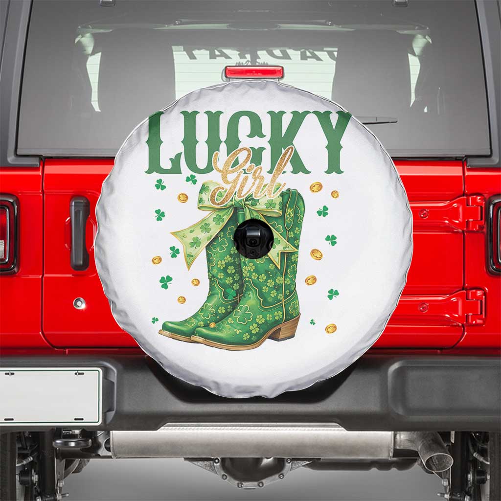 Cowboy St Patrick's Day Spare Tire Cover Lucky Girl Boots