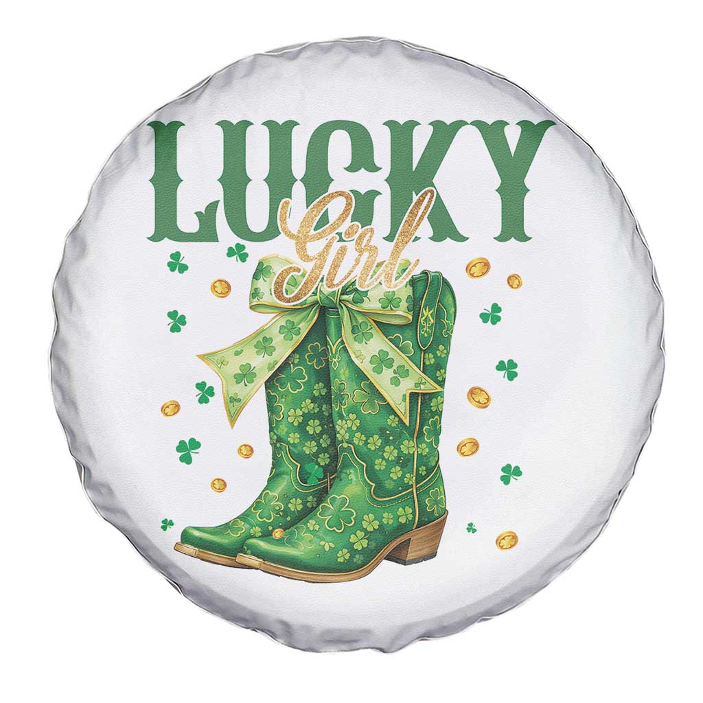 Cowboy St Patrick's Day Spare Tire Cover Lucky Girl Boots