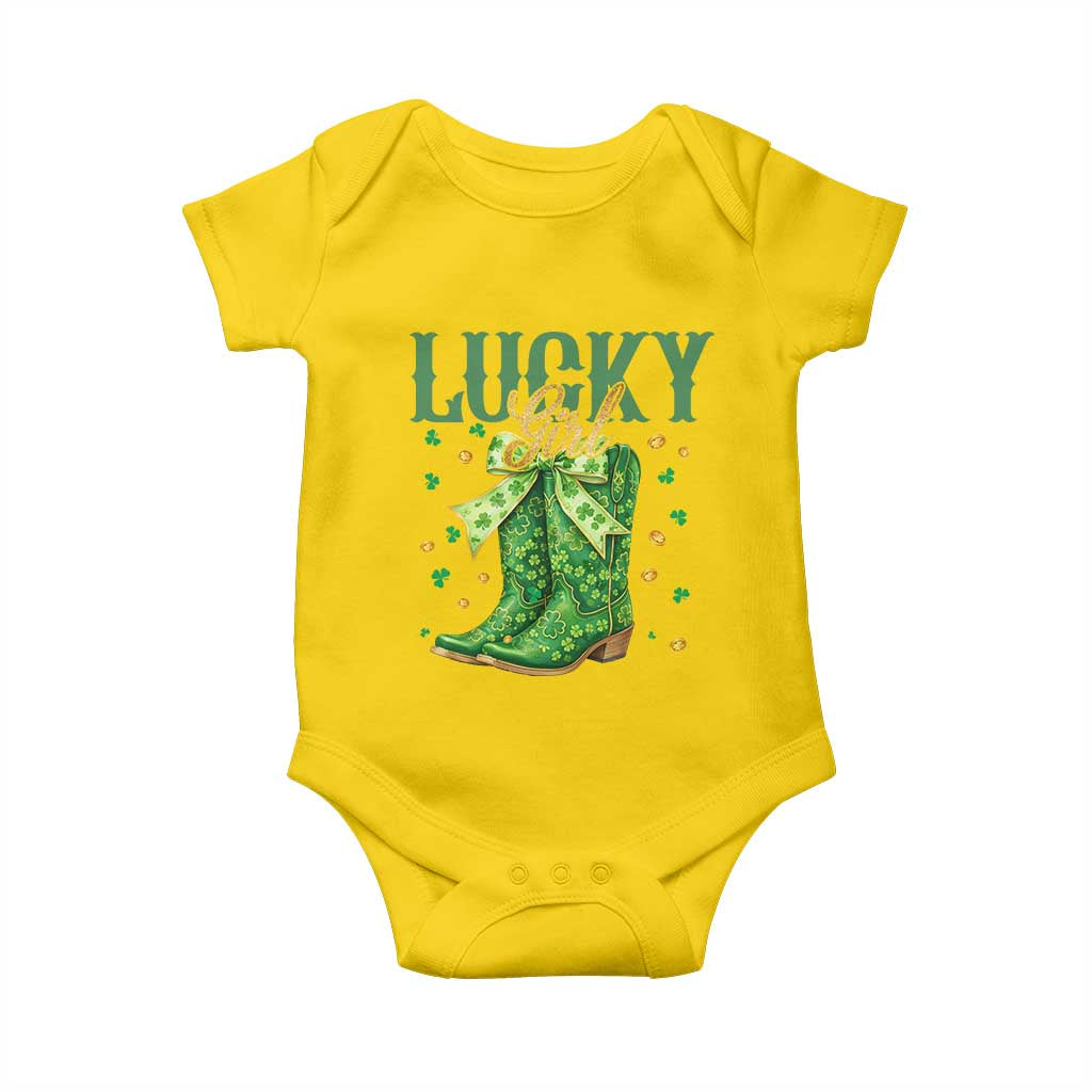 Cowboy St Patrick's Day Baby Onesie Lucky Girl Boots