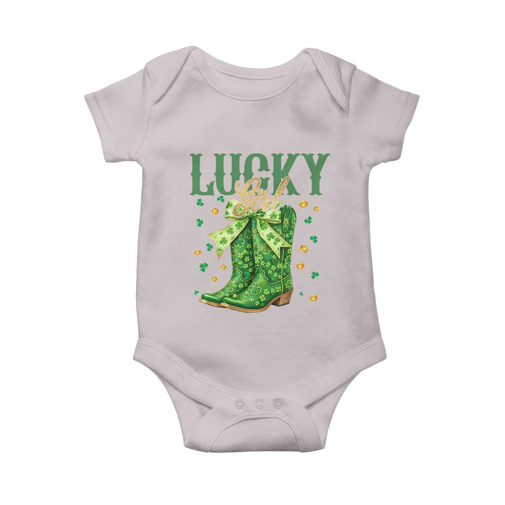 Cowboy St Patrick's Day Baby Onesie Lucky Girl Boots