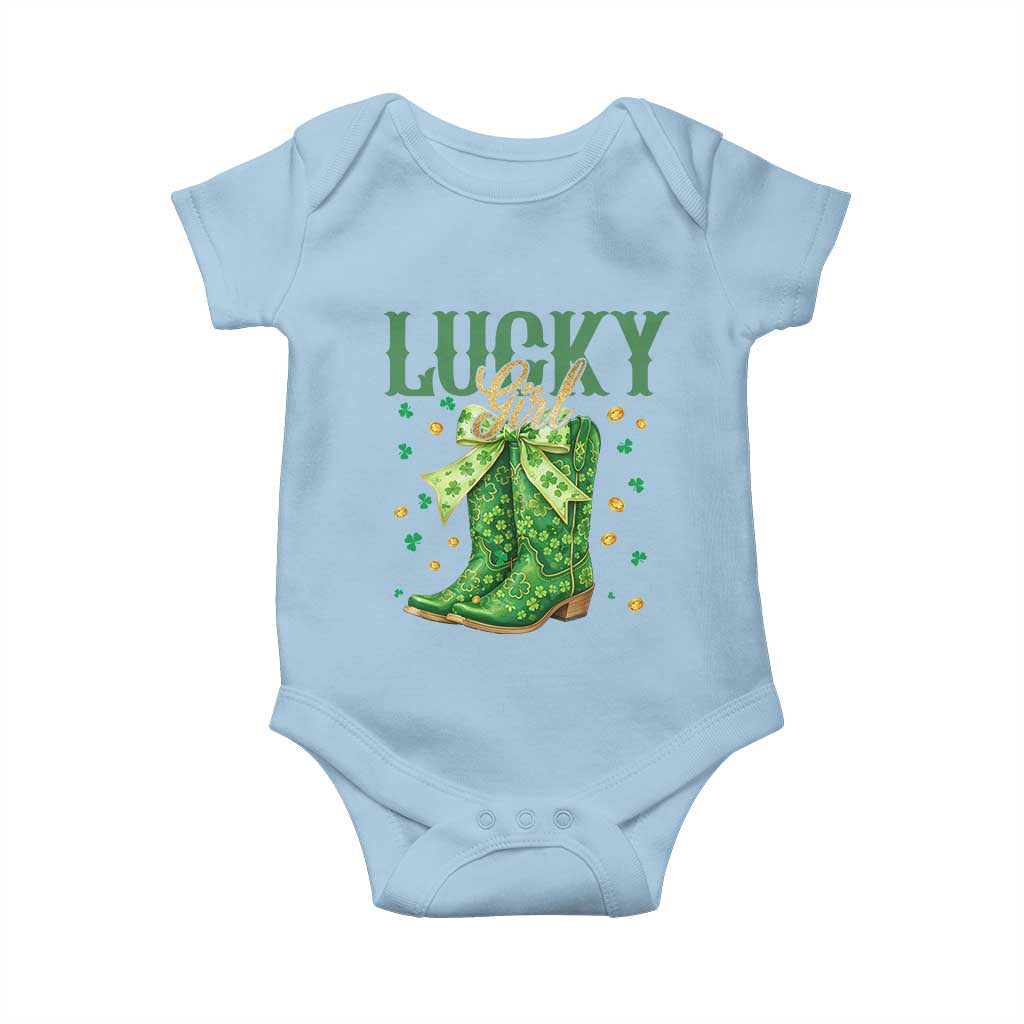 Cowboy St Patrick's Day Baby Onesie Lucky Girl Boots