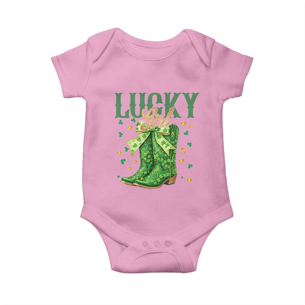 Cowboy St Patrick's Day Baby Onesie Lucky Girl Boots
