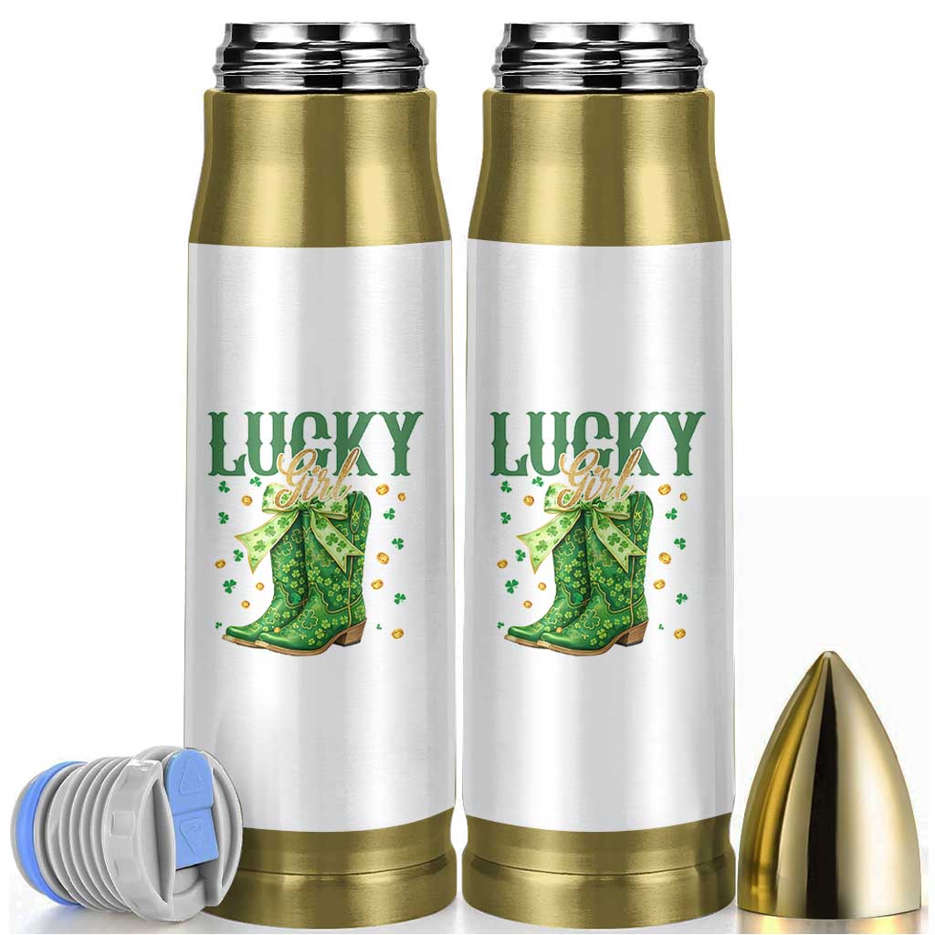 Cowboy St Patrick's Day Bullet Tumbler Lucky Girl Boots