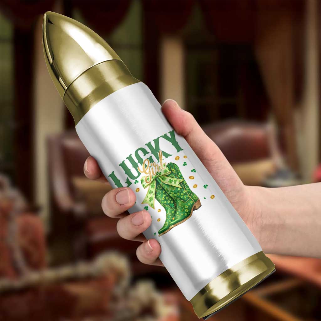 Cowboy St Patrick's Day Bullet Tumbler Lucky Girl Boots