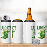 Cowboy St Patrick's Day 4 in 1 Can Cooler Tumbler Lucky Girl Boots