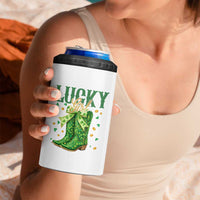Cowboy St Patrick's Day 4 in 1 Can Cooler Tumbler Lucky Girl Boots
