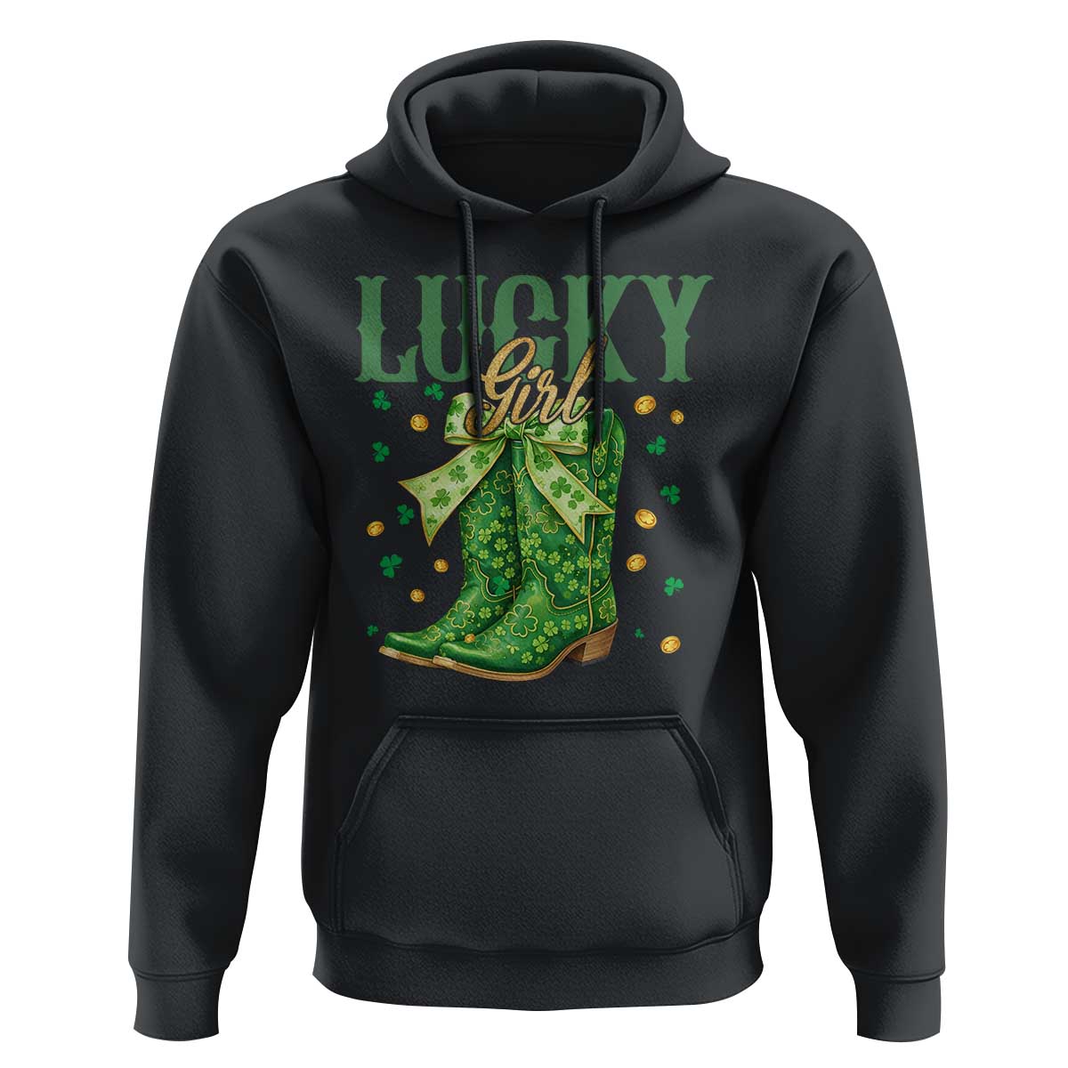 Cowboy St Patrick's Day Hoodie Lucky Girl Boots