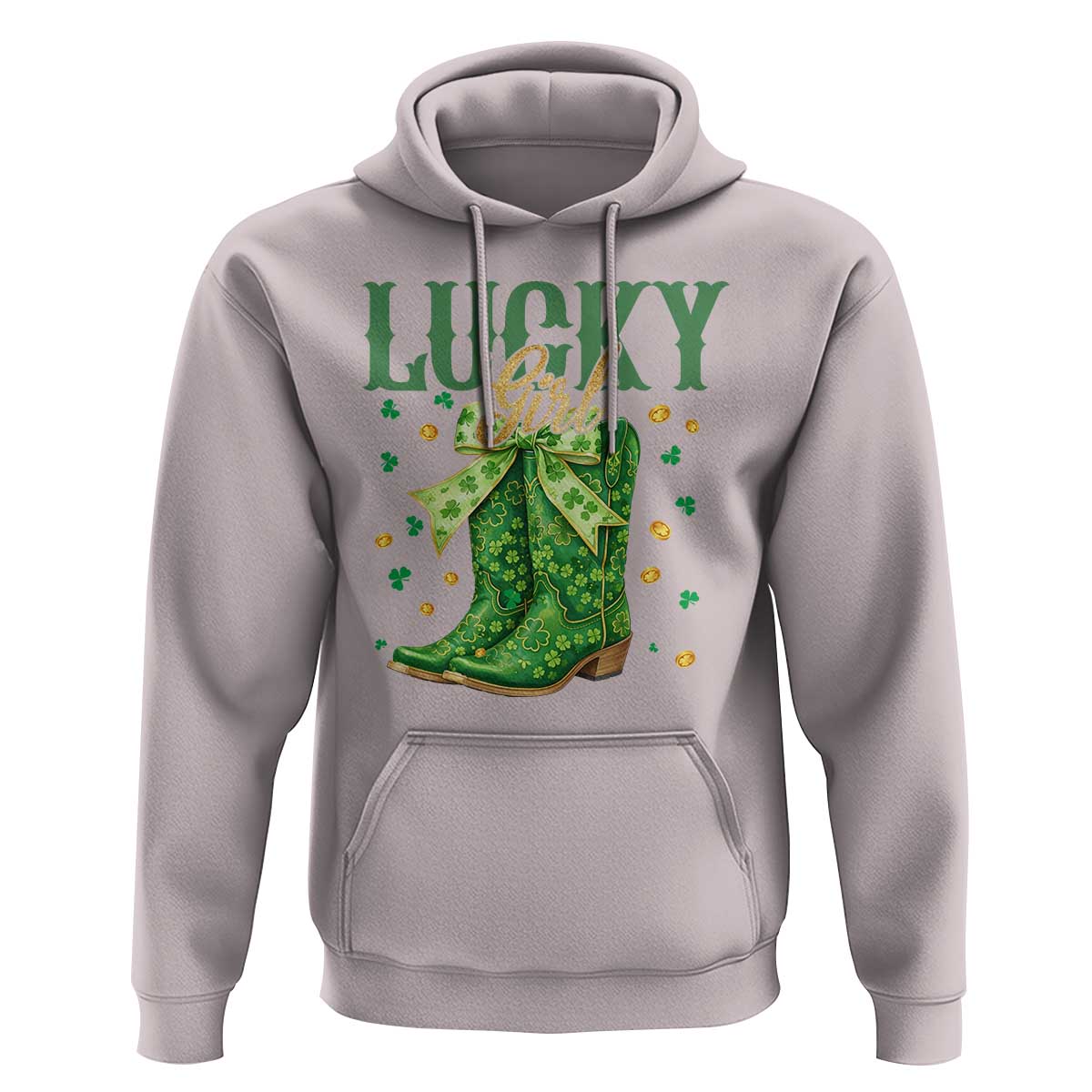 Cowboy St Patrick's Day Hoodie Lucky Girl Boots
