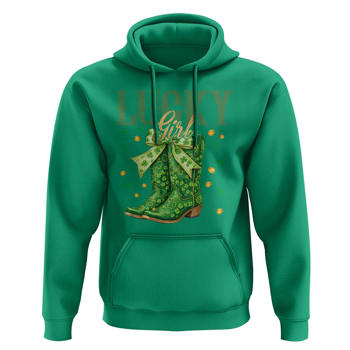 Cowboy St Patrick's Day Hoodie Lucky Girl Boots
