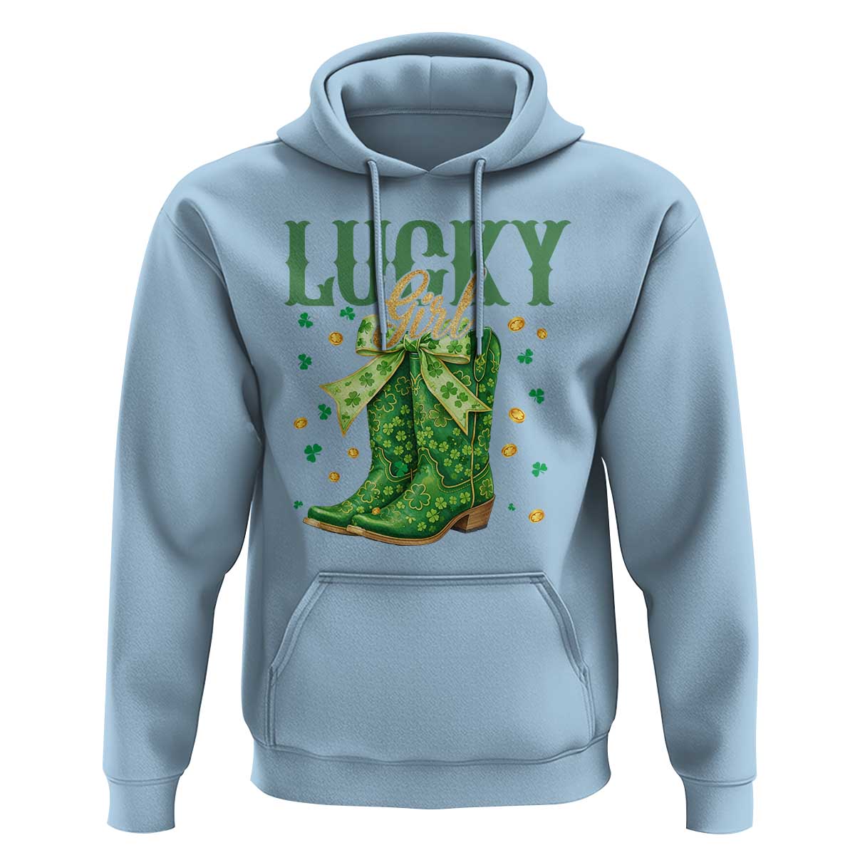 Cowboy St Patrick's Day Hoodie Lucky Girl Boots
