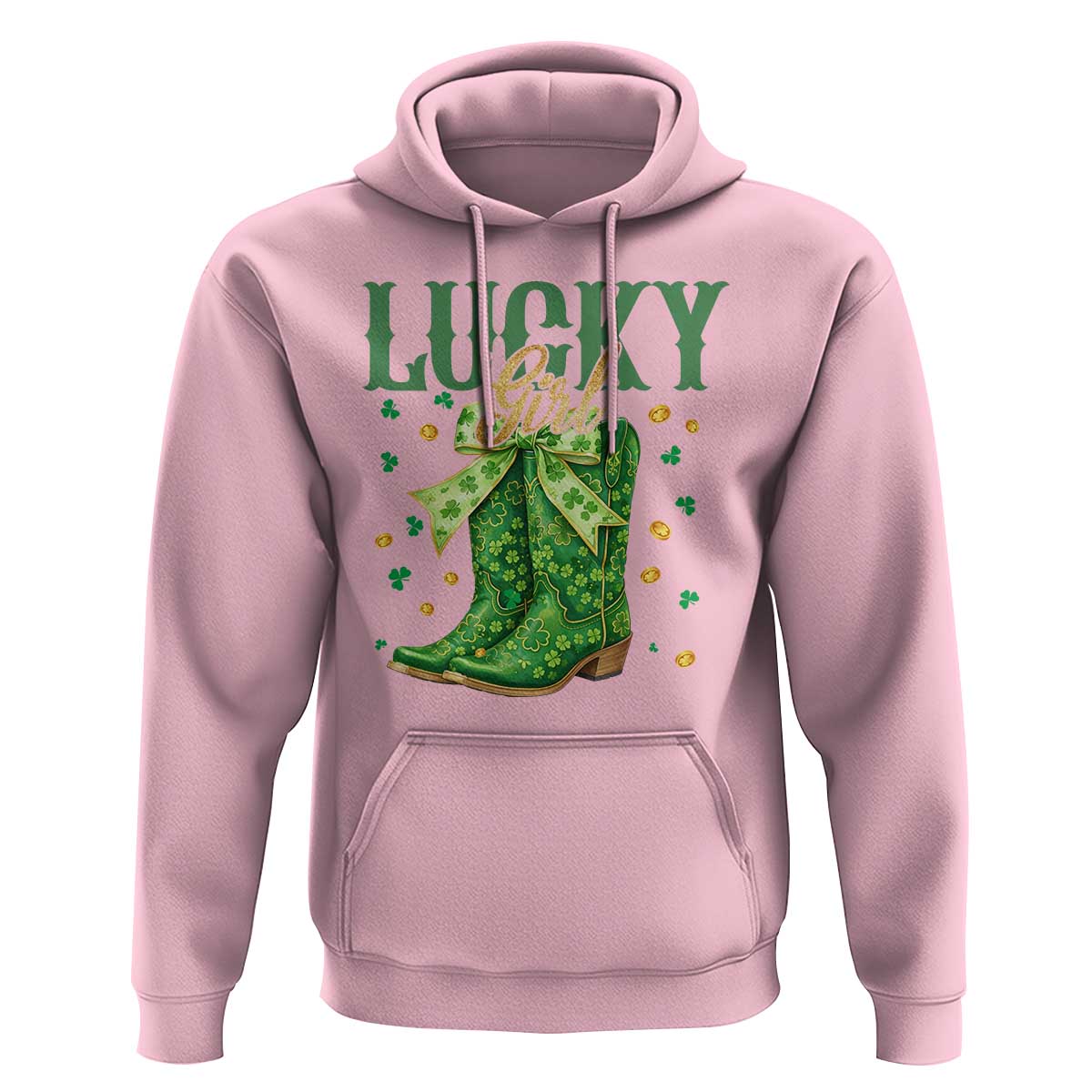 Cowboy St Patrick's Day Hoodie Lucky Girl Boots