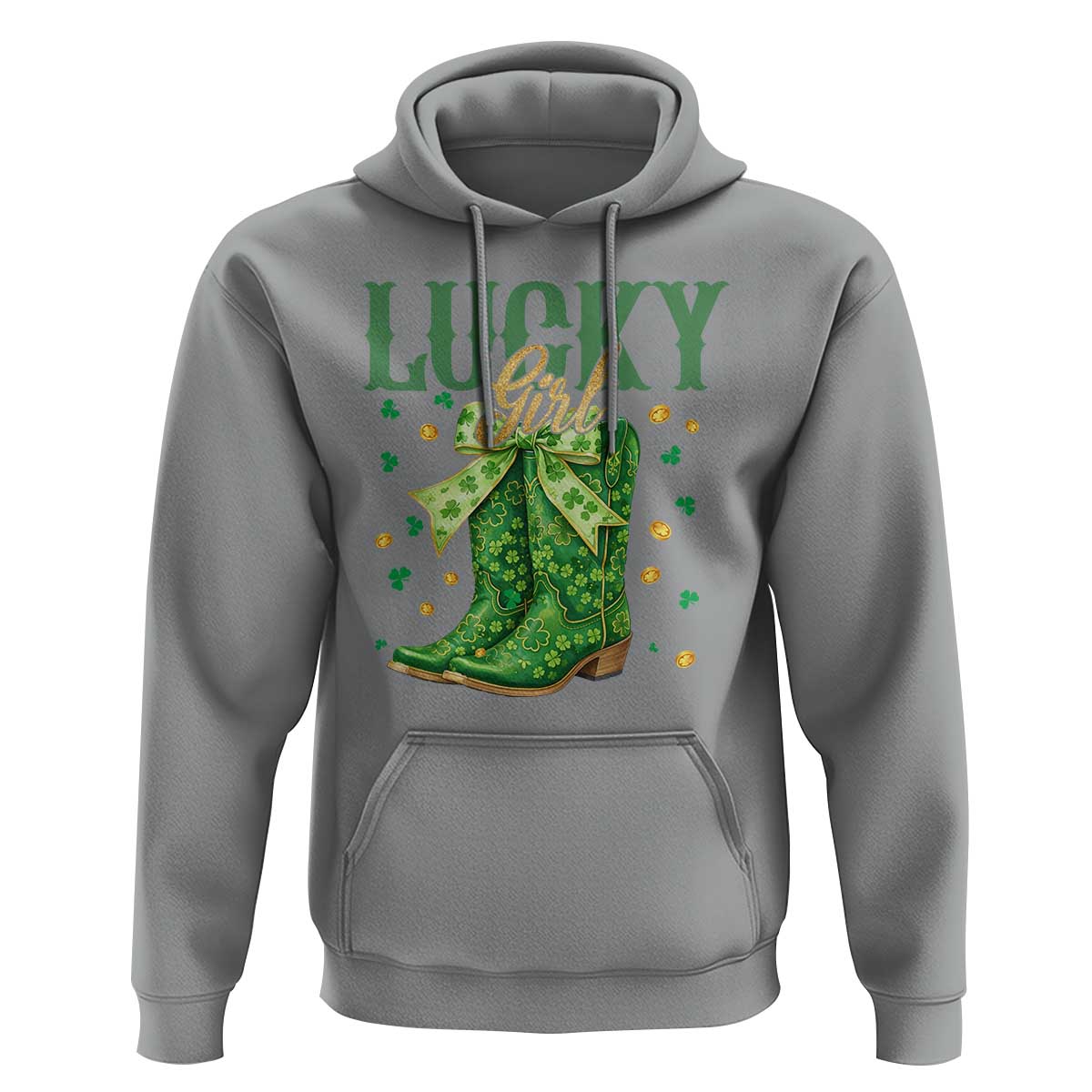 Cowboy St Patrick's Day Hoodie Lucky Girl Boots