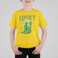 Cowboy St Patrick's Day T Shirt For Kid Lucky Girl Boots