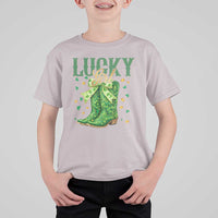 Cowboy St Patrick's Day T Shirt For Kid Lucky Girl Boots