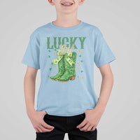 Cowboy St Patrick's Day T Shirt For Kid Lucky Girl Boots