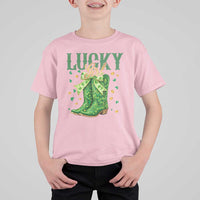 Cowboy St Patrick's Day T Shirt For Kid Lucky Girl Boots