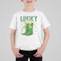 Cowboy St Patrick's Day T Shirt For Kid Lucky Girl Boots