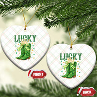 Cowboy St Patrick's Day Ceramic Ornament Lucky Girl Boots