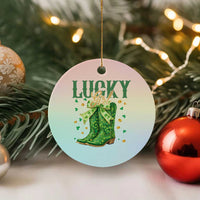 Cowboy St Patrick's Day Ceramic Ornament Lucky Girl Boots
