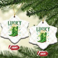 Cowboy St Patrick's Day Ceramic Ornament Lucky Girl Boots