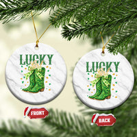 Cowboy St Patrick's Day Ceramic Ornament Lucky Girl Boots