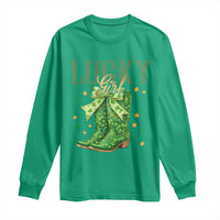 Cowboy St Patrick's Day Long Sleeve Shirt Lucky Girl Boots