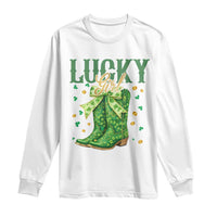 Cowboy St Patrick's Day Long Sleeve Shirt Lucky Girl Boots