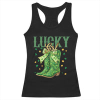 Cowboy St Patrick's Day Racerback Tank Top Lucky Girl Boots