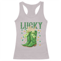 Cowboy St Patrick's Day Racerback Tank Top Lucky Girl Boots