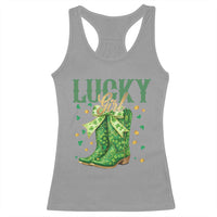 Cowboy St Patrick's Day Racerback Tank Top Lucky Girl Boots
