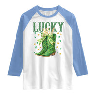 Cowboy St Patrick's Day Raglan Shirt Lucky Girl Boots