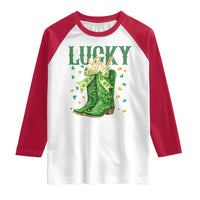 Cowboy St Patrick's Day Raglan Shirt Lucky Girl Boots
