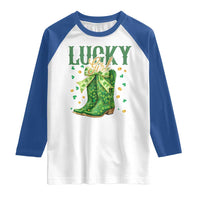 Cowboy St Patrick's Day Raglan Shirt Lucky Girl Boots