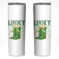 Cowboy St Patrick's Day Skinny Tumbler Lucky Girl Boots