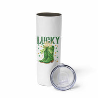 Cowboy St Patrick's Day Skinny Tumbler Lucky Girl Boots