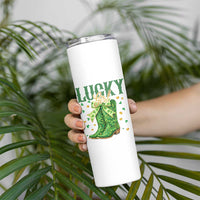 Cowboy St Patrick's Day Skinny Tumbler Lucky Girl Boots