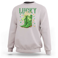 Cowboy St Patrick's Day Sweatshirt Lucky Girl Boots
